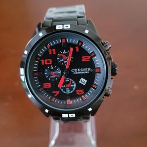 Brand New Curren Black and Red Chronometer Men's Watch